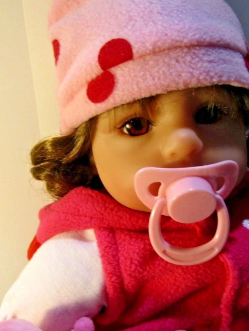 Pink Polka Dot Baby Doll with Pacifier and Plush Toy - Kids Toys 18 Inches - Picture 3 of 10